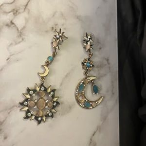 Sun and moon costume earrings